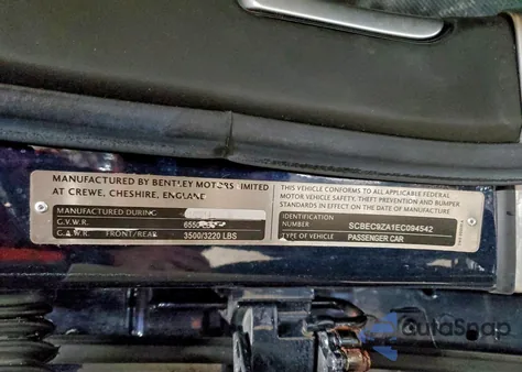 2014 Bentley Flying Spur z USA, uszkodzony, nr VIN SCBEC9ZA1EC094542